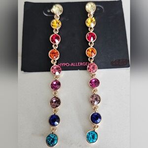 3/$30 Colorful Crystal Drop Earrings 3.5"